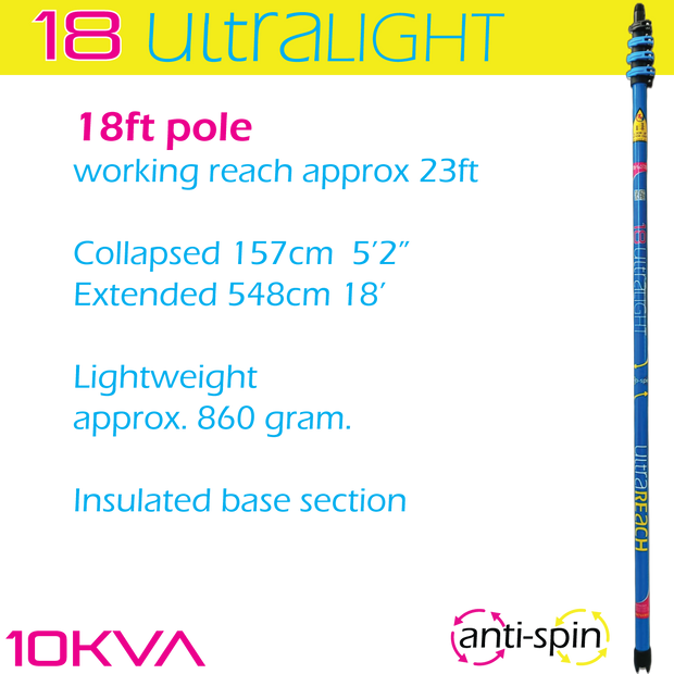 UltraLight 18 HiMod anti-spin 4-section 18ft window cleaning pole