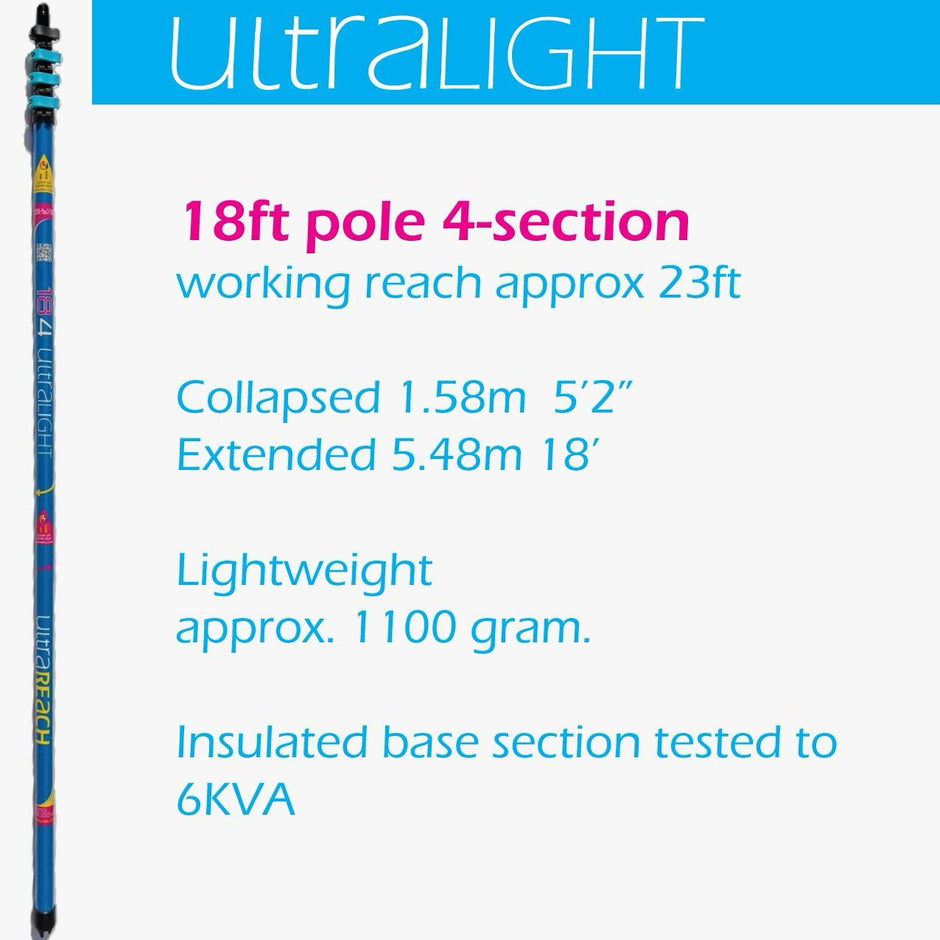 Ultra Light S Non-Anti-Spin 4-Section 18ft Window Cleaning Pole