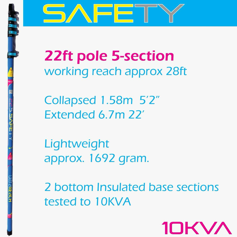 UltraReach Safety S Non-Anti-Spin 5-Section 22ft Window Cleaning Pole