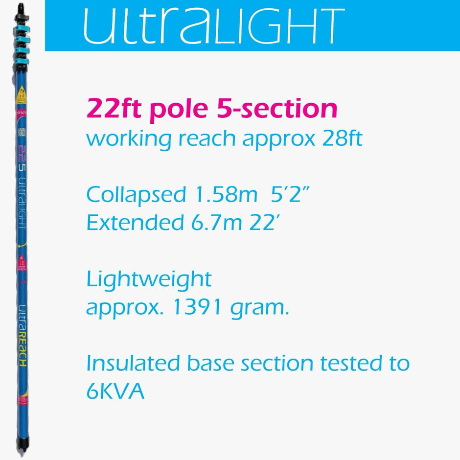 Ultra Light S Non-Anti-Spin 5-Section 22ft Window Cleaning Pole