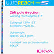 UltraReach 26S Non-Anti-Spin 6-Section Compact 26ft Window Cleaning Pole