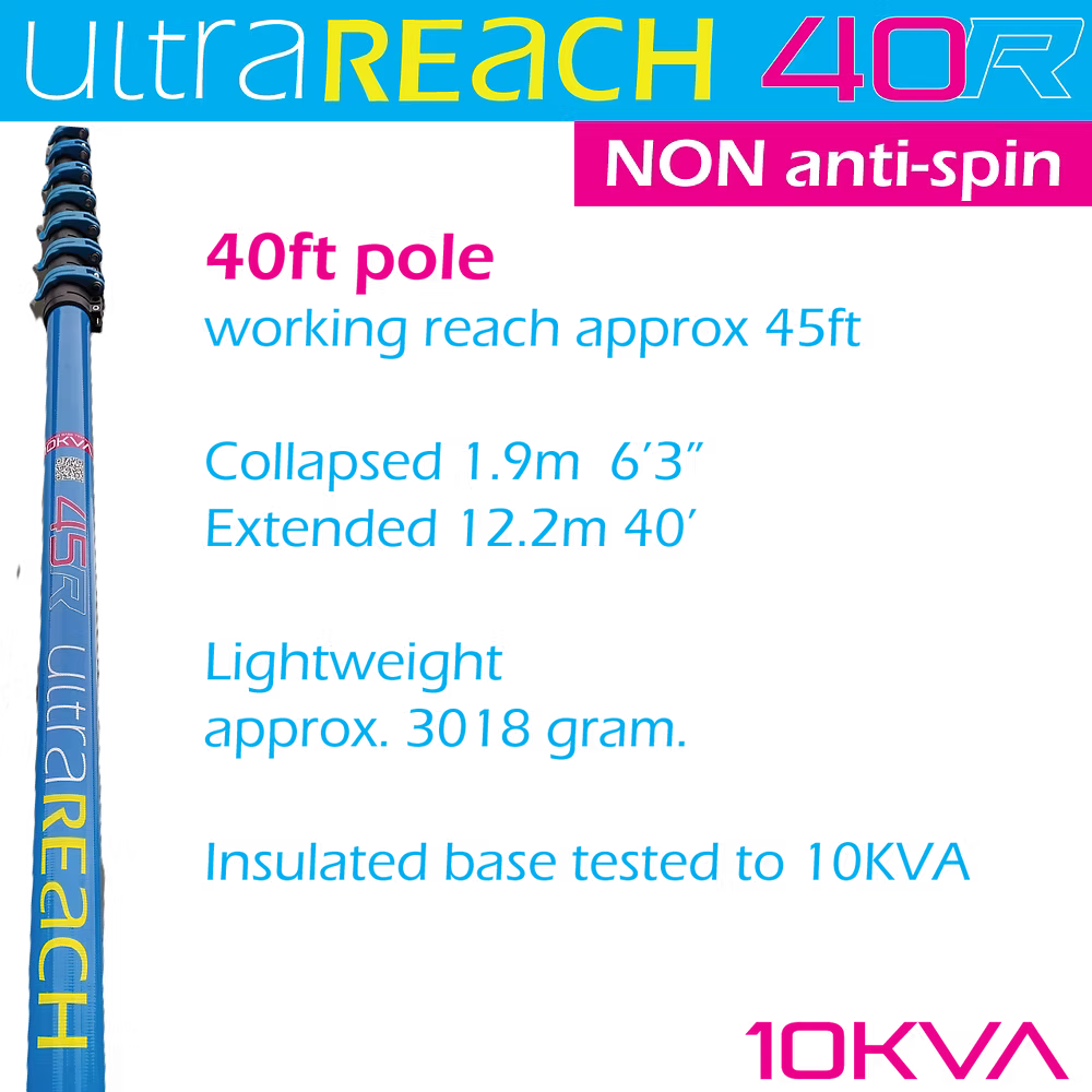 UltraReach 40-Standard 8-Section 40ft Window Cleaning Pole (Non Anti-Spin)