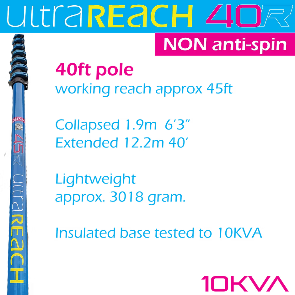 UltraReach 8-section 40ft window cleaning pole (non anti-spin))