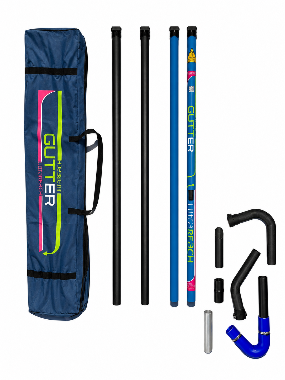 Clamped Carbon Fibre 51mm Gutter Pole Kits With Silicone Flexi-Neck