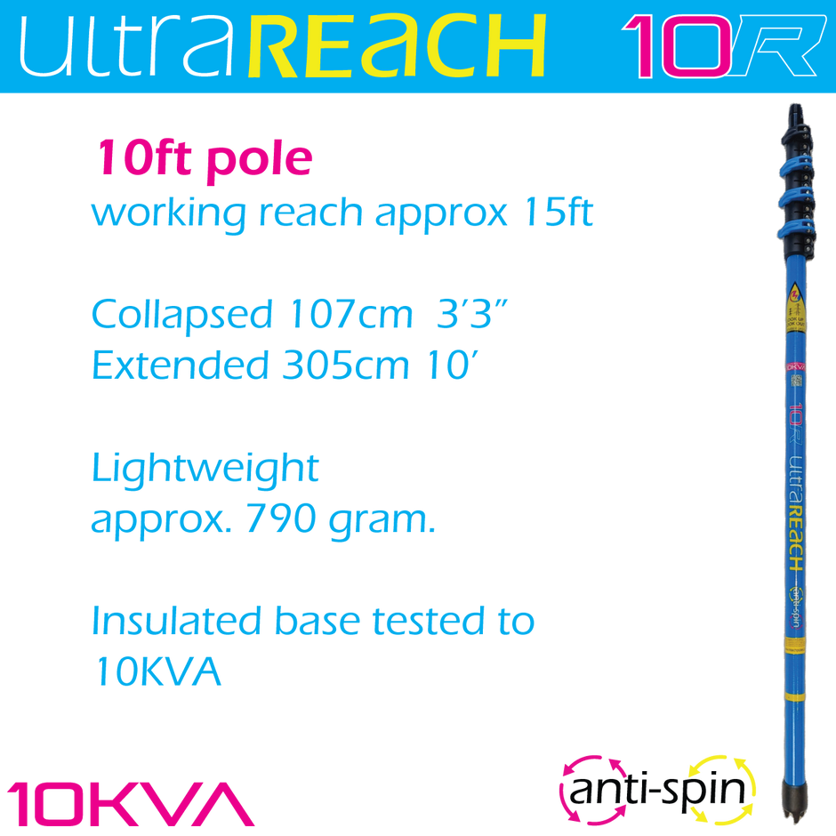 UltraReach anti-spin 4-section 10ft window cleaning pole