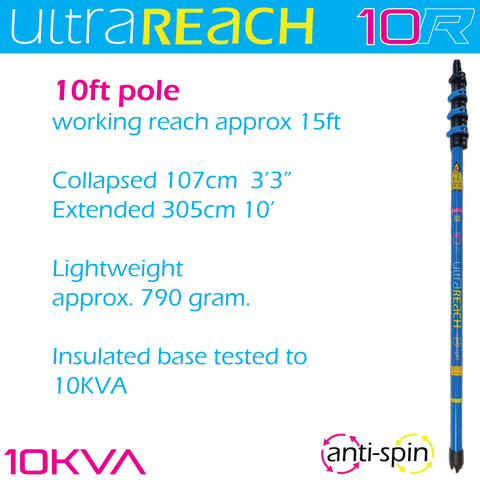 UltraReach 10R White anti-spin 4-section 10ft window cleaning pole