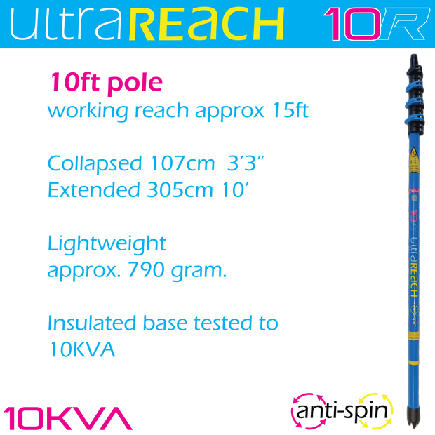UltraReach anti-spin 4-section 10ft window cleaning pole