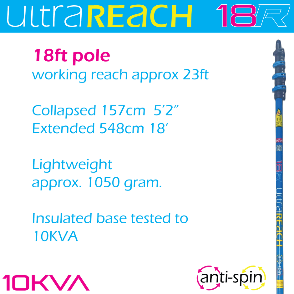 UltraReach anti-spin 4-section 18ft window cleaning pole