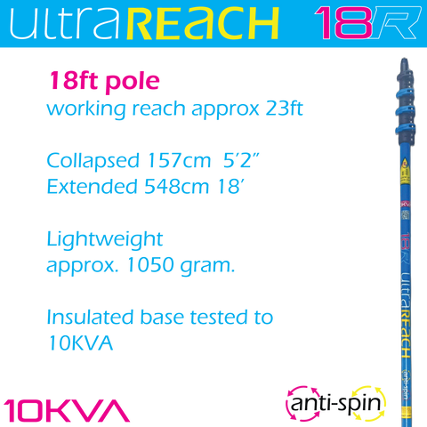 UltraReach anti-spin 4-section 18ft window cleaning pole
