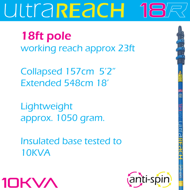 UltraReach anti-spin 4-section 18ft window cleaning pole