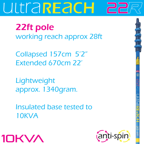 UltraReach anti-spin 5-section 22ft window cleaning pole