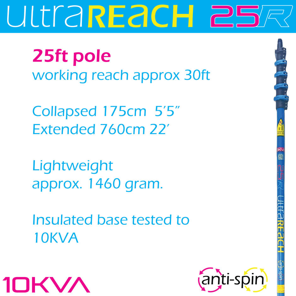 UltraReach anti-spin 5-section 25ft window cleaning pole
