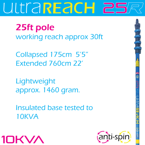 UltraReach anti-spin 5-section 25ft window cleaning pole