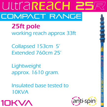 UltraReach anti-spin 6-section 25ft window cleaning pole