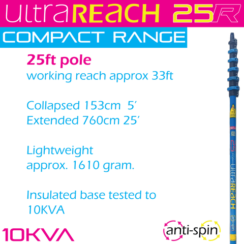 UltraReach anti-spin 6-section 25ft window cleaning pole